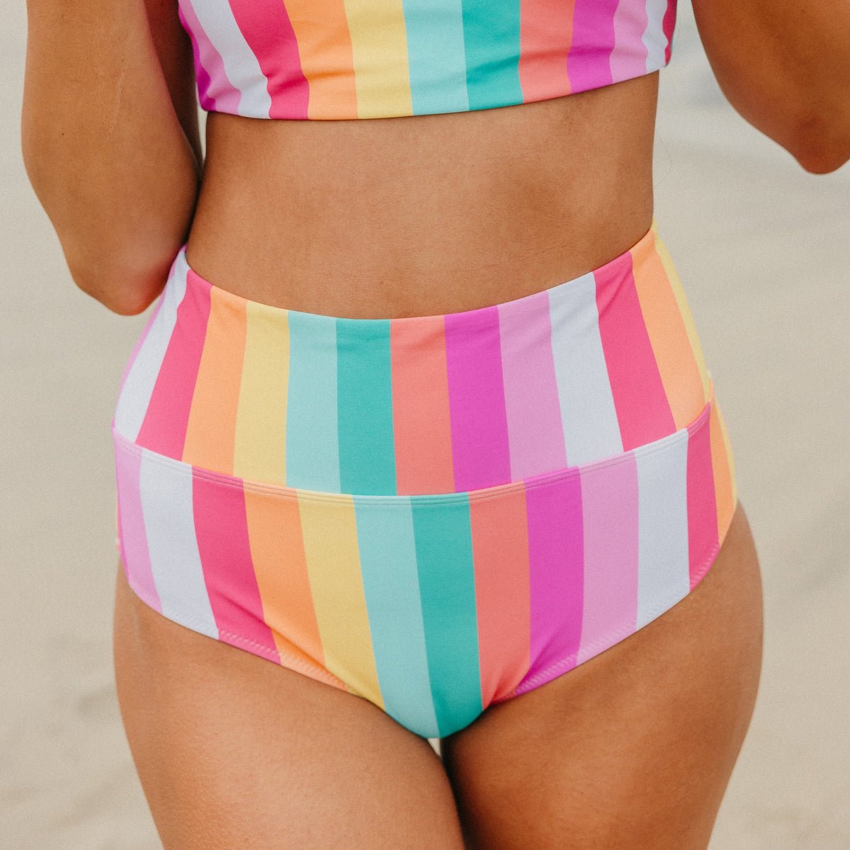 High Rise Swimsuit Bottoms - Sherbet Stripes – Maven Thread
