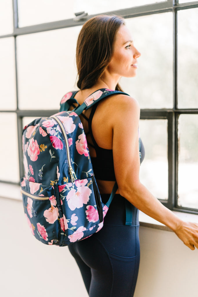 Classic Backpack - Navy Floral-Backpack-Maven Thread
