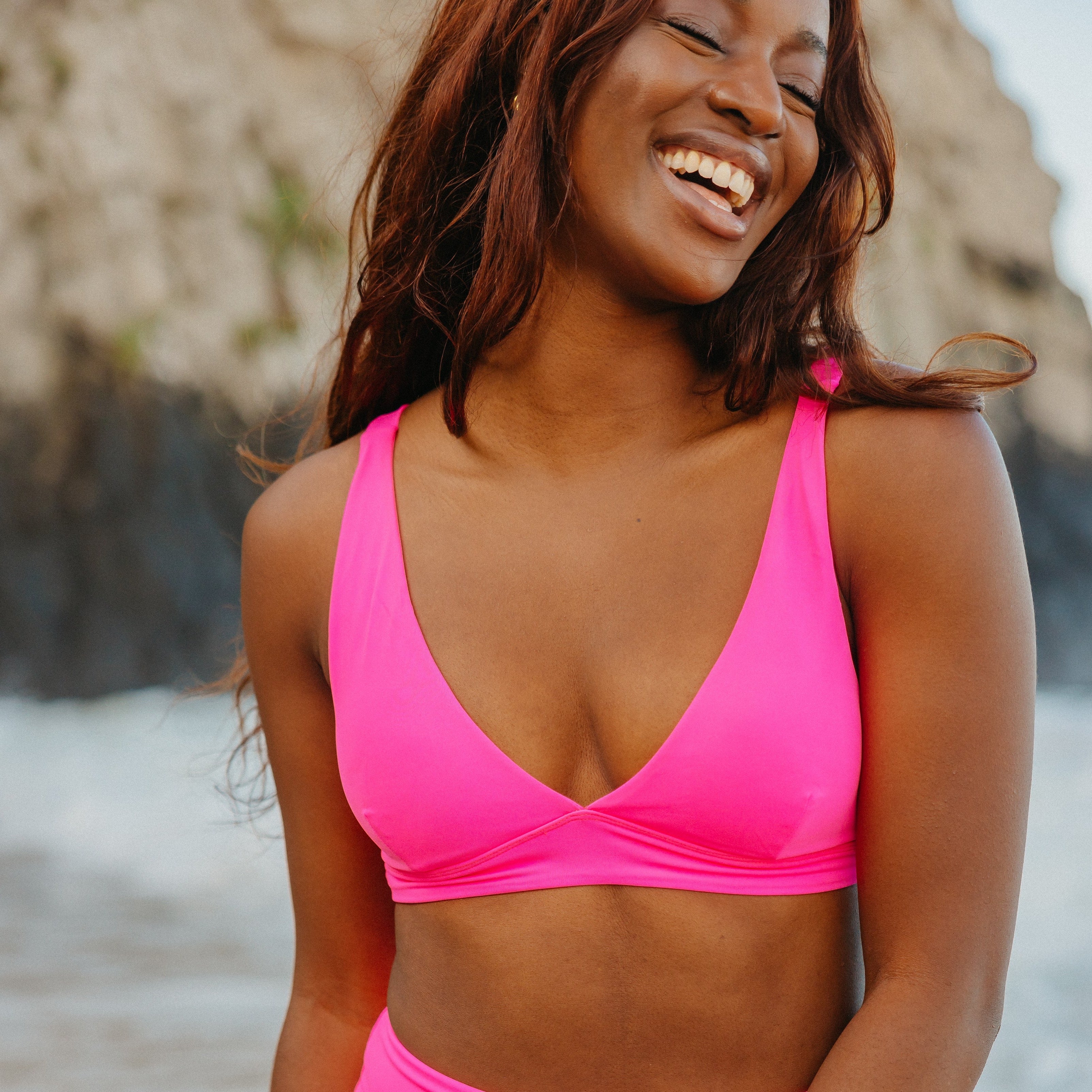 Plunge Bikini Top - Hot Pink – Maven Thread