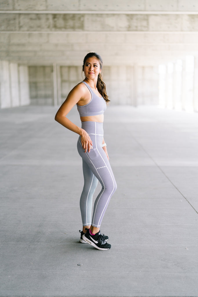 Inspire Exercise Pants - B&W Stripe | MT SPORT-Exercise Pant-Maven Thread