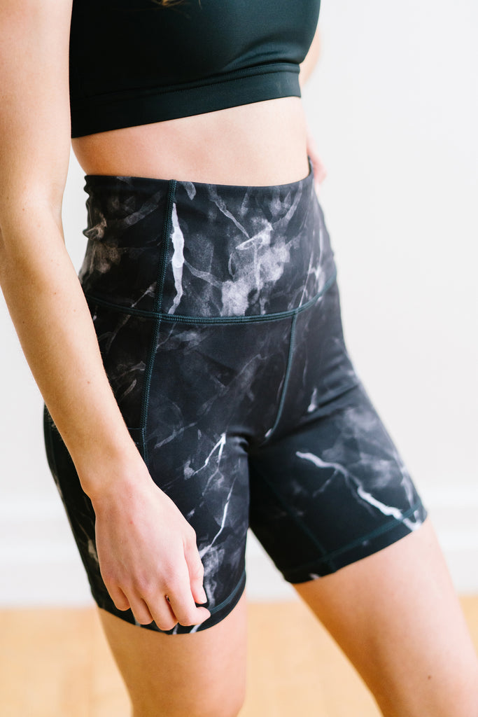 Biker Shorts - 6''- Black Marble | MT SPORT-Shorts-Maven Thread