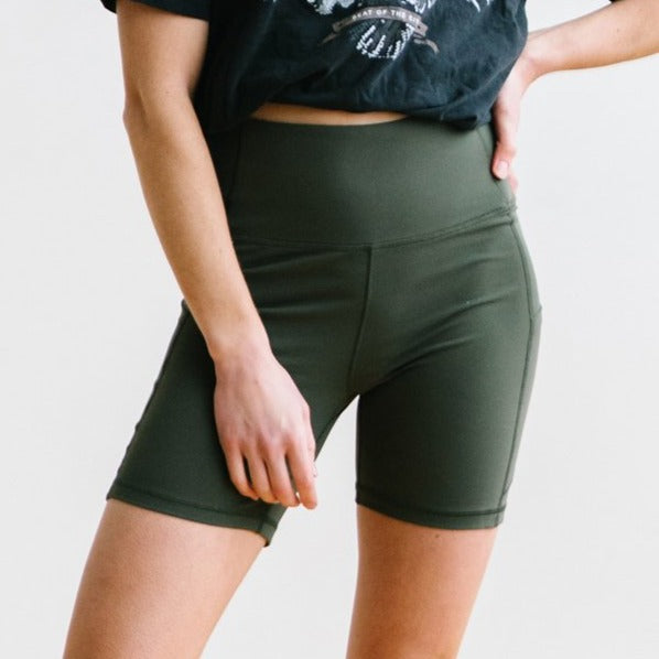 Biker Shorts - 6'' - Olive Green | MT LUXE