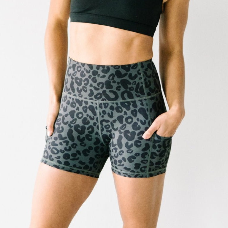 Biker Shorts - 4'' - Grey Leopard | MT SPORT-Shorts-Maven Thread