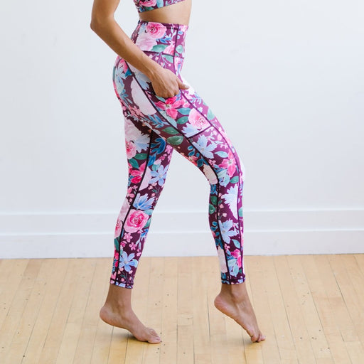 Inspire Exercise Pants - Maroon Floral | MT SPORT-Exercise Pant-Maven Thread